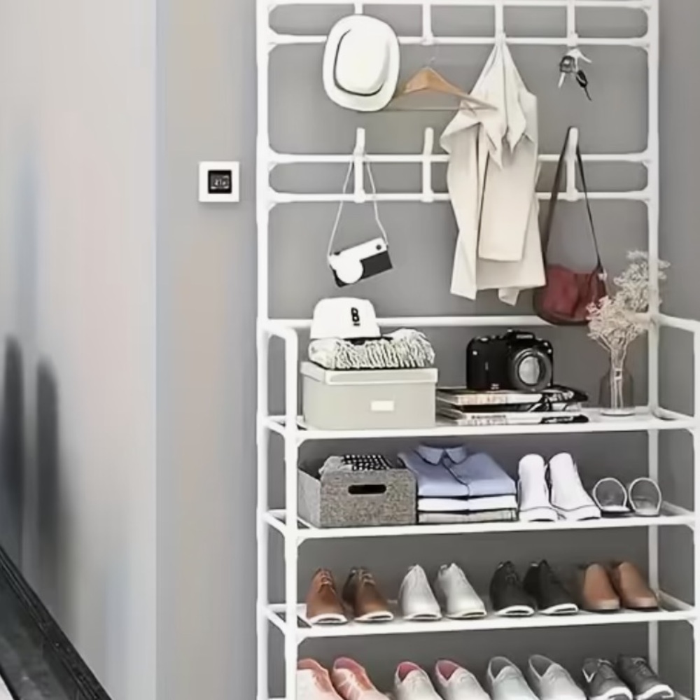 White Multi-Functional Shoe and Storage Rack